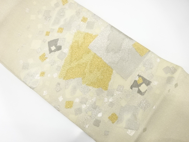 JAPANESE KIMONO / ANTIQUE FUKURO OBI / SILK / WOVEN SHIKISHI PATTERN